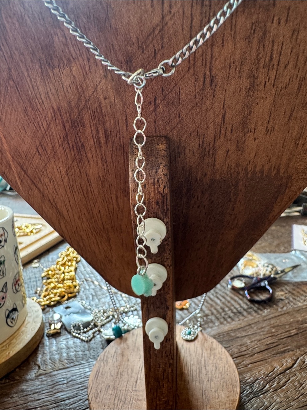 Turquoise Charm Pendant Necklace - Silver Tone Women’s Jewelry - Picture 8 of 10